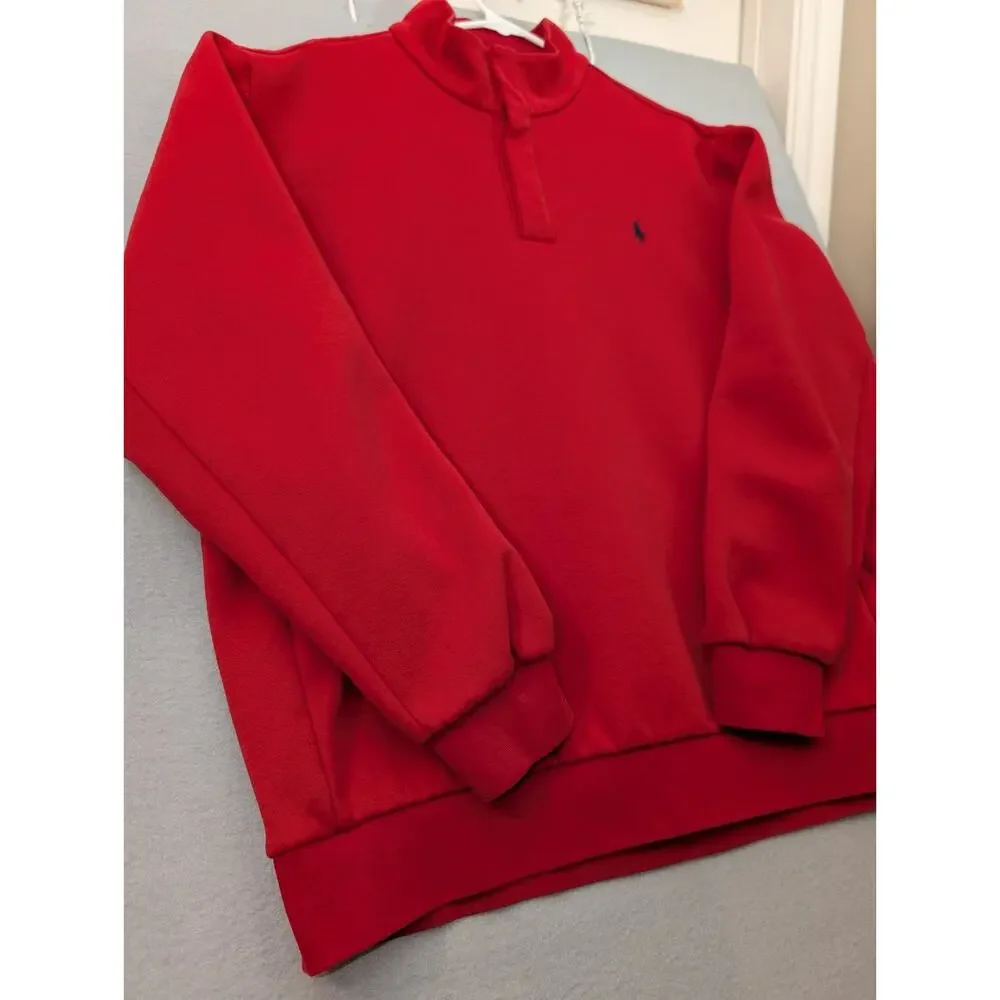 Polo Ralph Lauren Men’s Pullover Sweater Size XL Quarter Zip Red Cotton